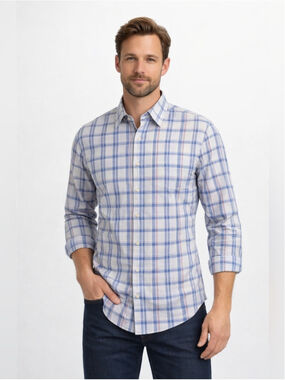 Hugo Boss Orange Slim Fit Plaid Button Down Shirt Men’s L Cotton